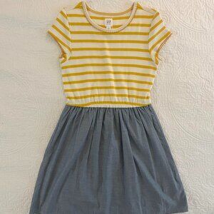 GAP Yellow Stripe Denim Dress girls size 8 EUC